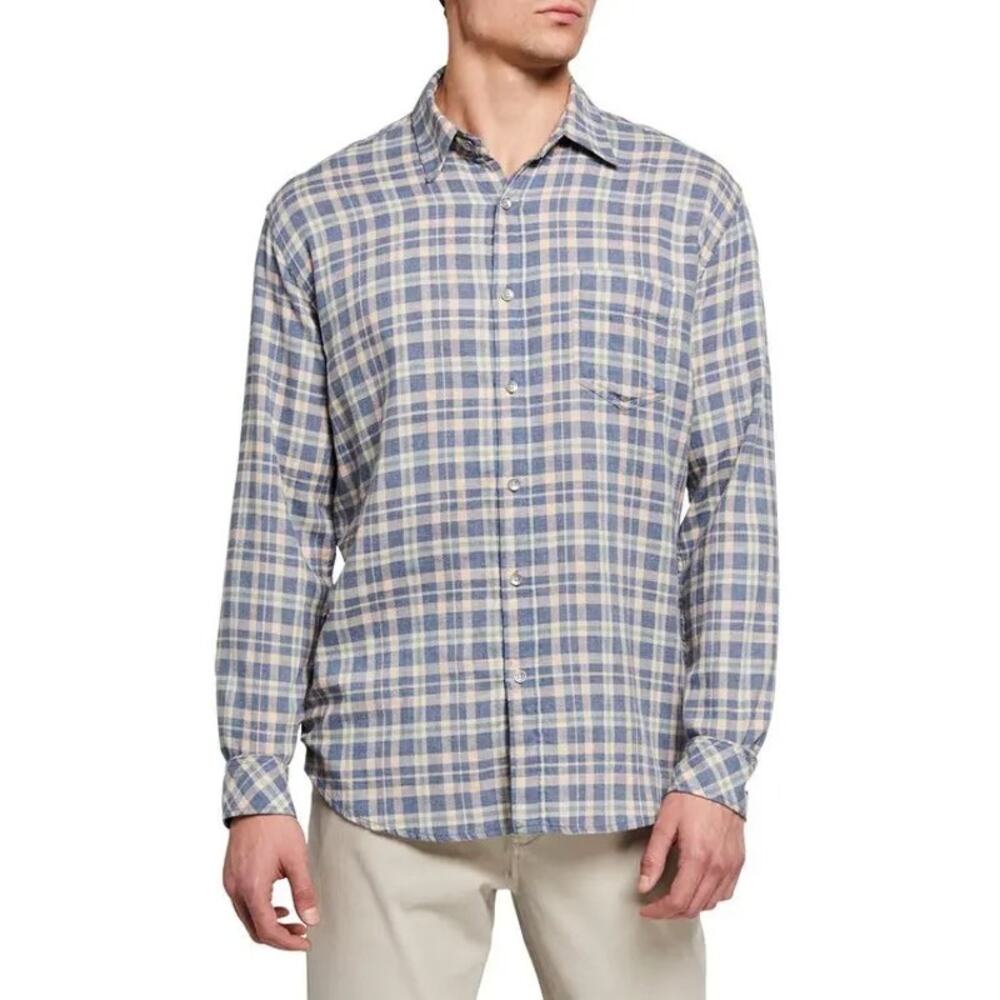 Rails Wyatt Shirt Men's XL‎ Heather Blue Coral Plaid Button Up Long Sleeve
